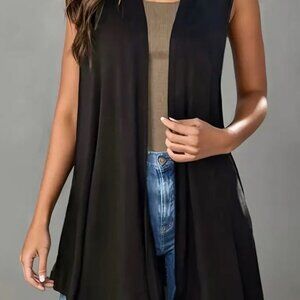 Made by Express Sleeveless Open Front Drape